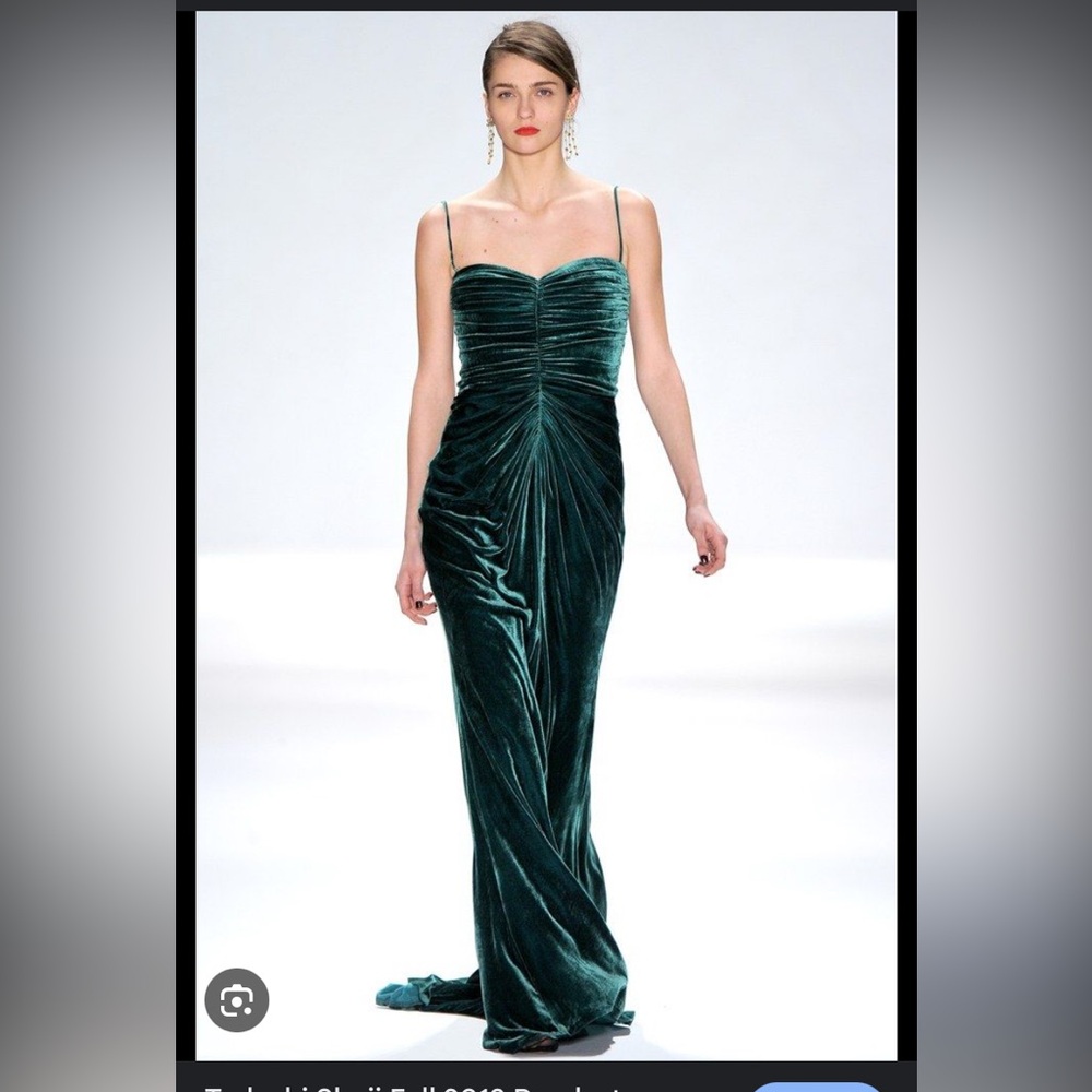 Tadashi Shoji Dark Green Velvet Maxi Dress